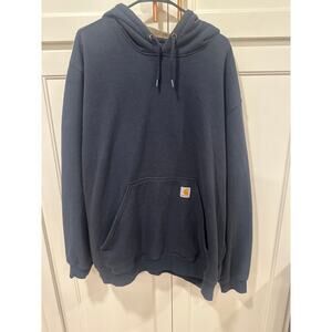 Carhartt Navy pullover hoodie with camo 2XL loose fit RARE VGUC men’s